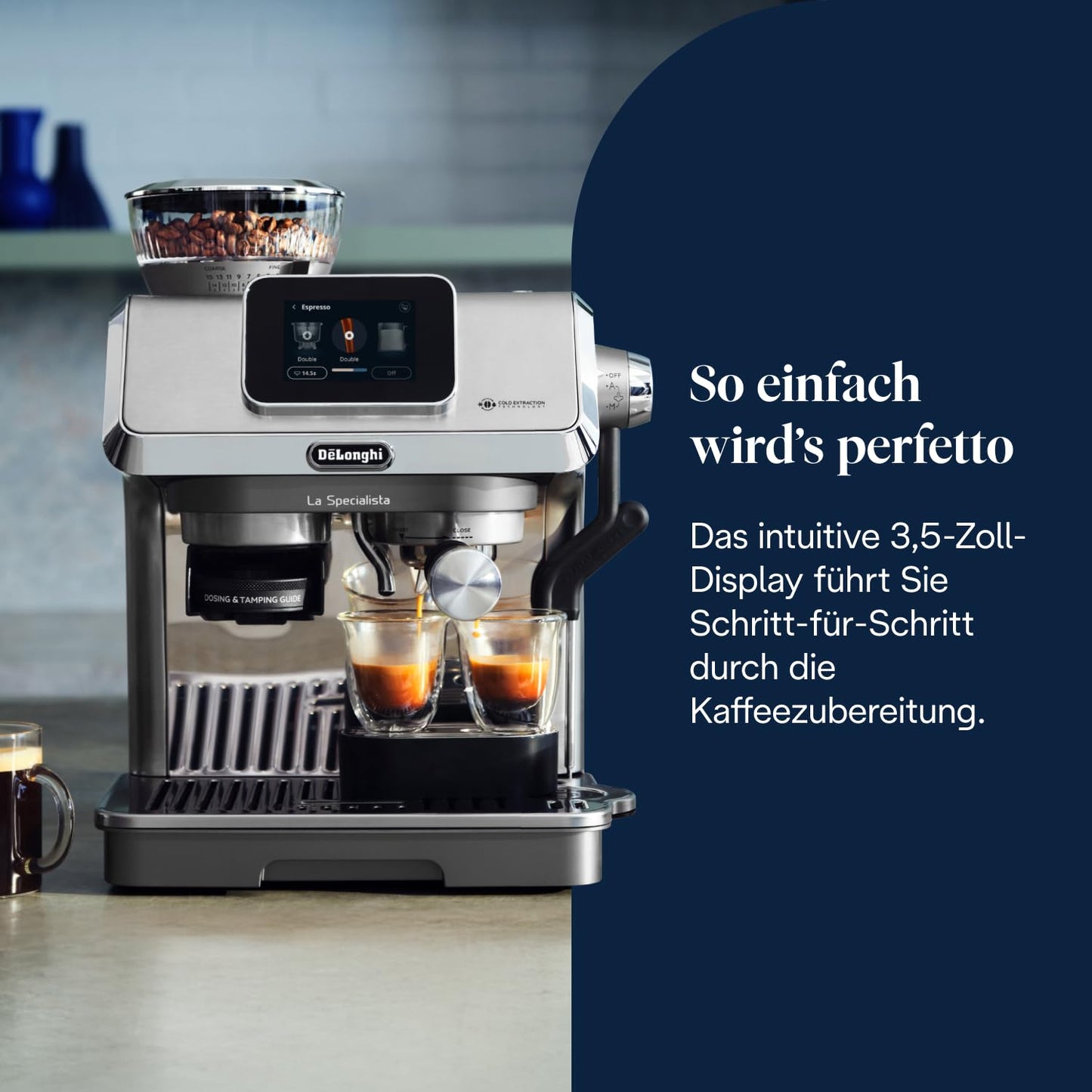 De'Longhi Siebträgermaschine La Specialista Touch EC9455.M, Espressomaschine mit integriertem Mahlwerk, Barista Guide, 15 Bar, Cold Brew Funktion, Automatische Milchaufschäumung, Touchscreen, Metall