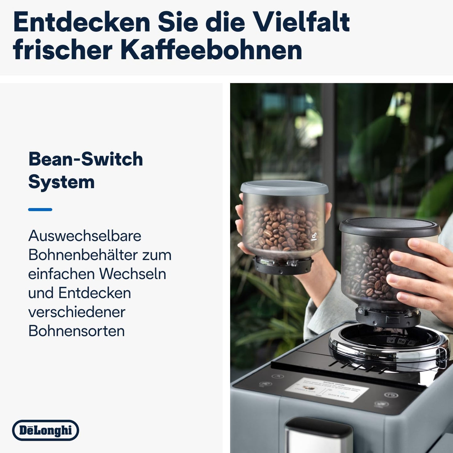De'Longhi Rivelia EXAM440.55.G Kaffeevollautomat mit LatteCrema Milchsystem, Wechselbarer Bohnenbehälter, 16 Kaffee- & Milchgetränke auf Knopfdruck, Extra-Shot-Funktion, 3,5" Touch-Display, Grau