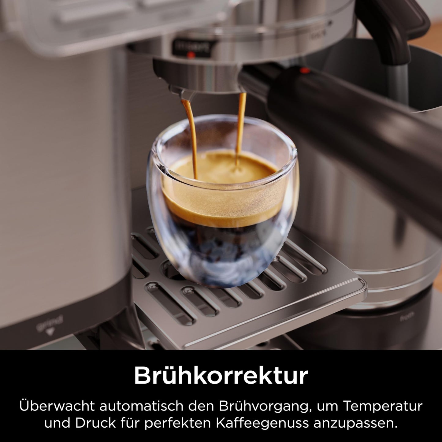 Ninja Luxe Pro 3-in-1-Kaffeemaschine mit Mahlwerk und Aufschäumer für Latte, Cappuccino, Cold Brew & Espresso, einfache Handhabung, 5 Voreinstellungen zum Aufschäumen, Silber, ES701EU