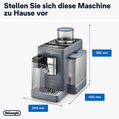 De'Longhi Rivelia EXAM440.55.G Kaffeevollautomat mit LatteCrema Milchsystem, Wechselbarer Bohnenbehälter, 16 Kaffee- & Milchgetränke auf Knopfdruck, Extra-Shot-Funktion, 3,5" Touch-Display, Grau