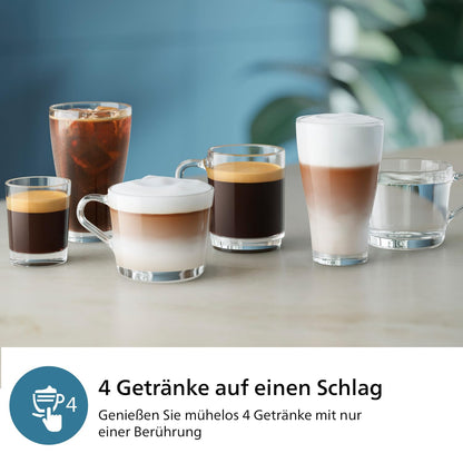 Philips 2300 Series Kaffeevollautomat - 4 Getränke, Modernes Farb-Touchscreen-Display, LatteGo-Milchsystem, SilentBrew, 100% Keramikmahlwerk, AquaClean Filter. Mattschwarz (EP2330/10)