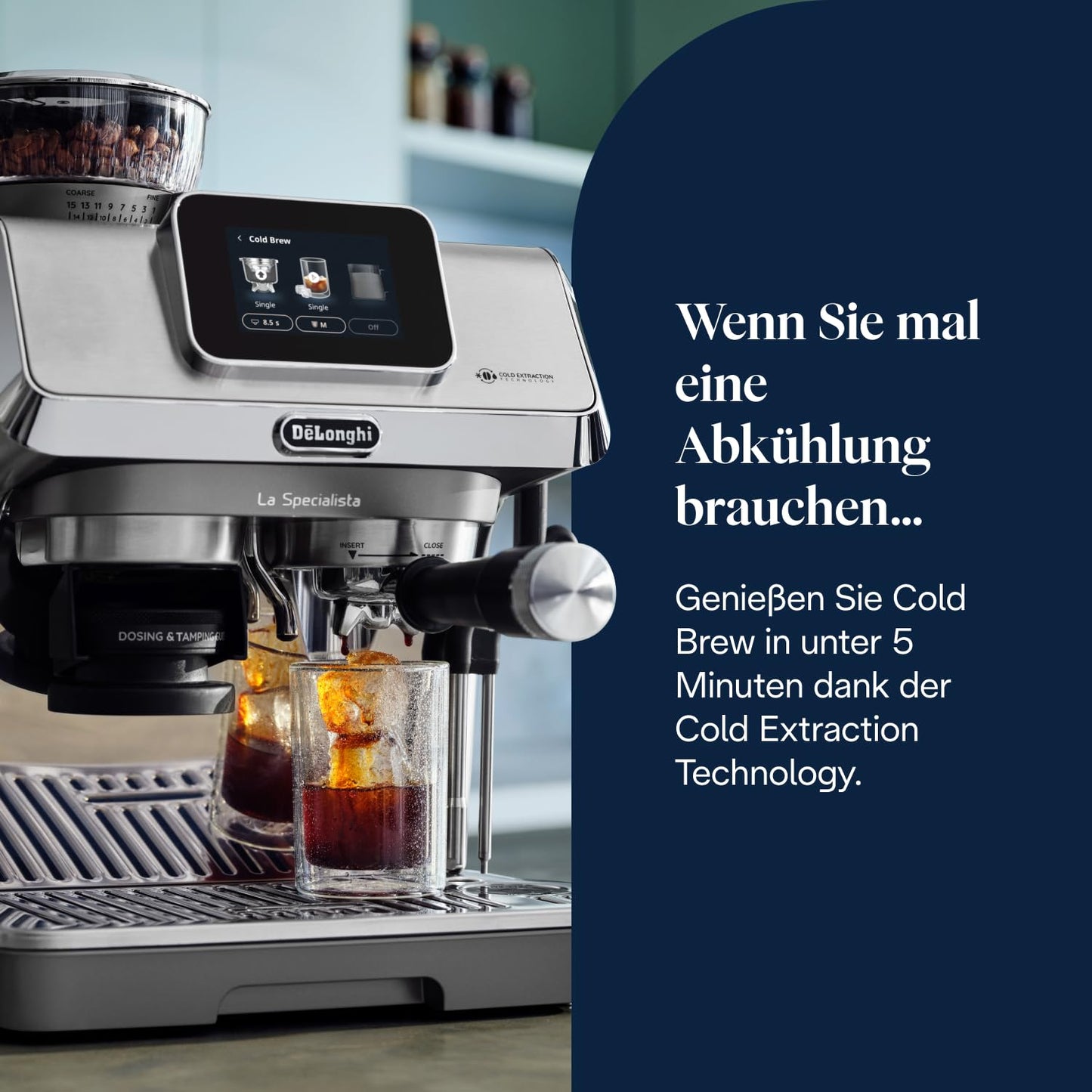 De'Longhi Siebträgermaschine La Specialista Touch EC9455.M, Espressomaschine mit integriertem Mahlwerk, Barista Guide, 15 Bar, Cold Brew Funktion, Automatische Milchaufschäumung, Touchscreen, Metall