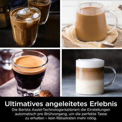Ninja Luxe Pro 3-in-1-Kaffeemaschine mit Mahlwerk und Aufschäumer für Latte, Cappuccino, Cold Brew & Espresso, einfache Handhabung, 5 Voreinstellungen zum Aufschäumen, Silber, ES701EU